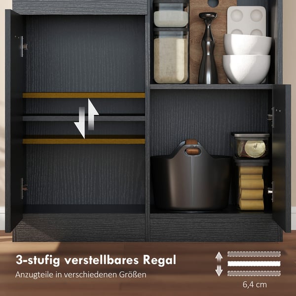 Køkkenskab buffet med skuffe, 80x35x180 cm, sort, MDF