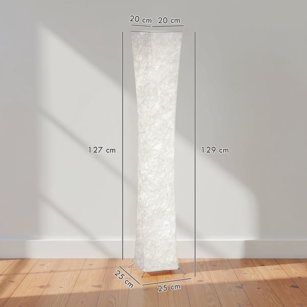 Gulvlampe, 25x25x129 cm, Hvid, plastskærm