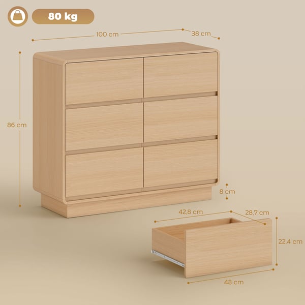 Skænk, 100x38x86 cm, Naturtræ, MDF