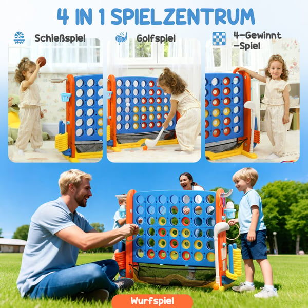 Pelisetti, 4-in-1 säädettävä Connect Four, 110x40x97,5 cm, monivärinen, muovi