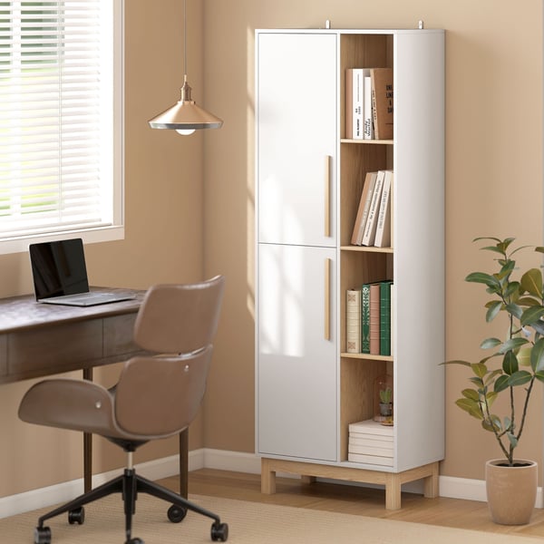 Bogreol, 62.5x35x176 cm, Hvid, MDF