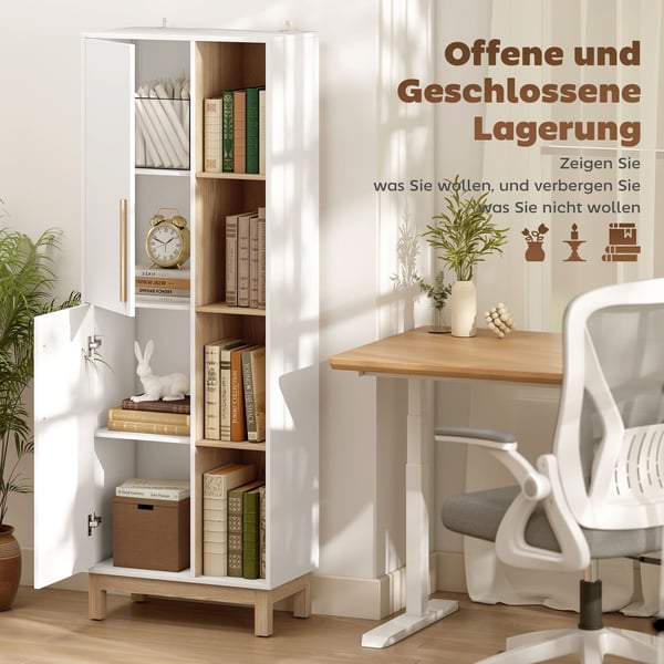 Bogreol, 62.5x35x176 cm, Hvid, MDF