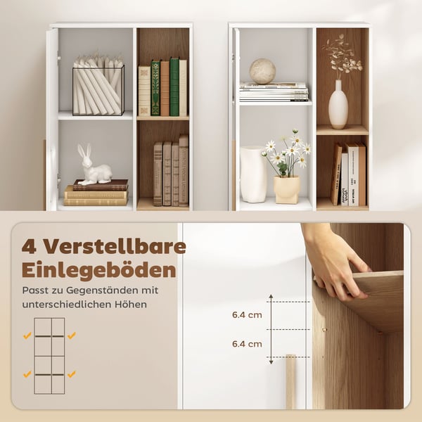 Bogreol, 62.5x35x176 cm, Hvid, MDF
