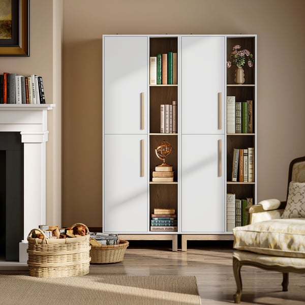Bogreol, 62.5x35x176 cm, Hvid, MDF