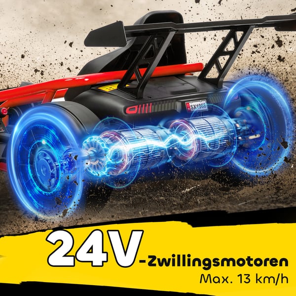 Elektrisk Go-Kart 119x77x54 cm Röd, Nylonhjul, Metallram
