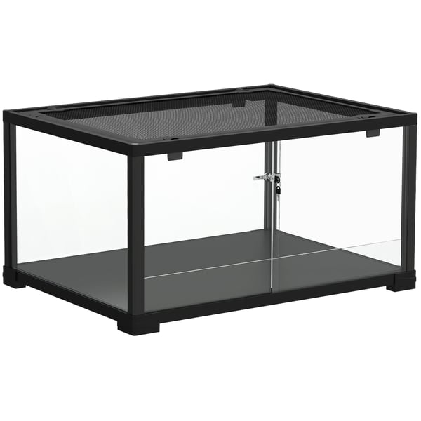 Reptilterrarium, 60x45x32 cm, sort, glas