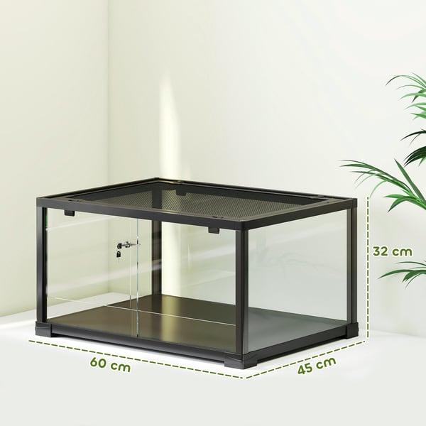 Reptilterrarium 60x45x32 cm Svart Glas