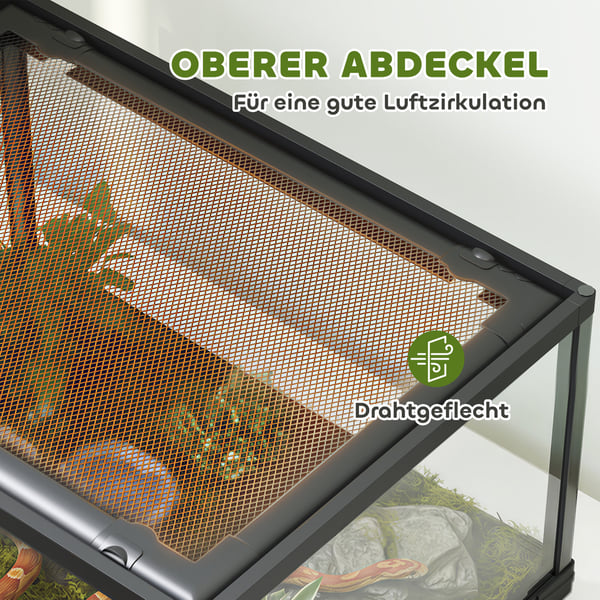Reptilterrarium 60x45x32 cm Svart Glas