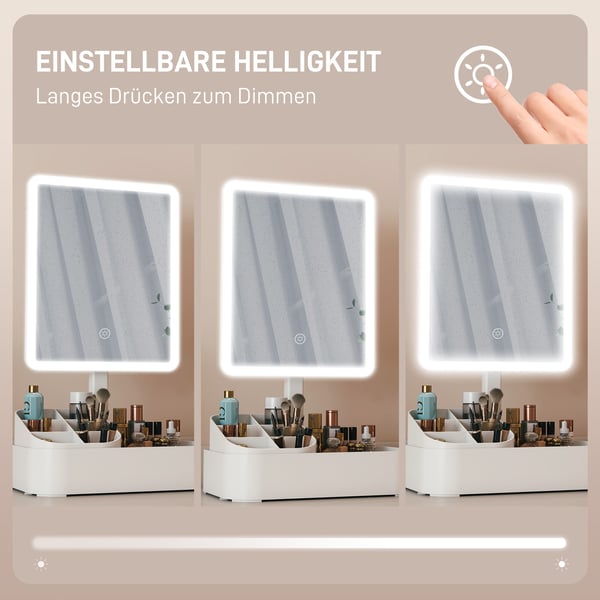 Sminkspegel, 22x13,8x38 cm, Vit, LED-belysning