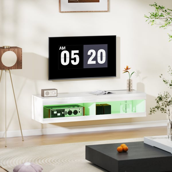 TV-taso, 140x40x30 cm, valkoinen, korkeakiilto viimeistely