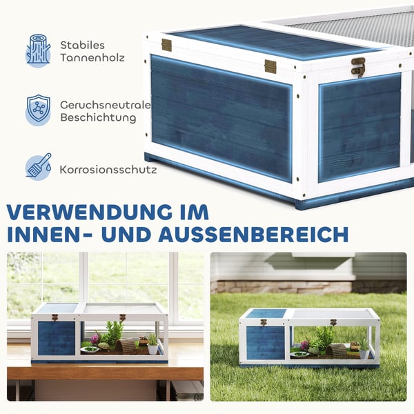 Skildpaddeshus, 91x60,5x32 cm, blå, træ