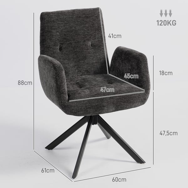 Lænestol, 60x61x88 cm, Sort, Polster i polyester