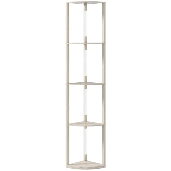 LED gulvlampe, hjørnehylde, 41x30x164 cm, eg, dæmpbar