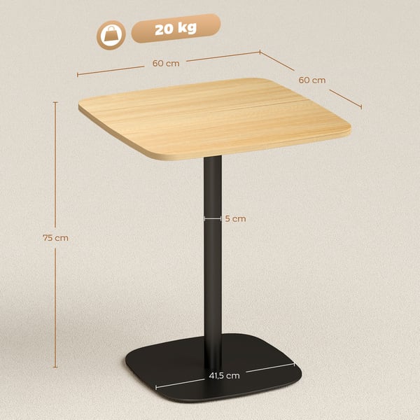 Ruokapöytä, 60x60x75 cm, luonnonpuu+musta, MDF, teräs
