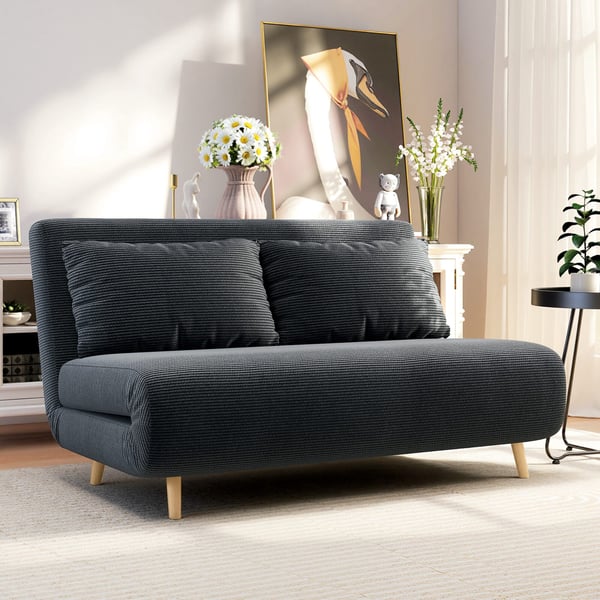 Bäddsoffa, 141x90x81 cm, mörkgrå, manchestertyg