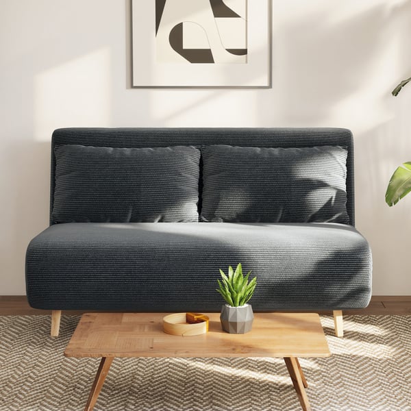 Bäddsoffa, 141x90x81 cm, mörkgrå, manchestertyg