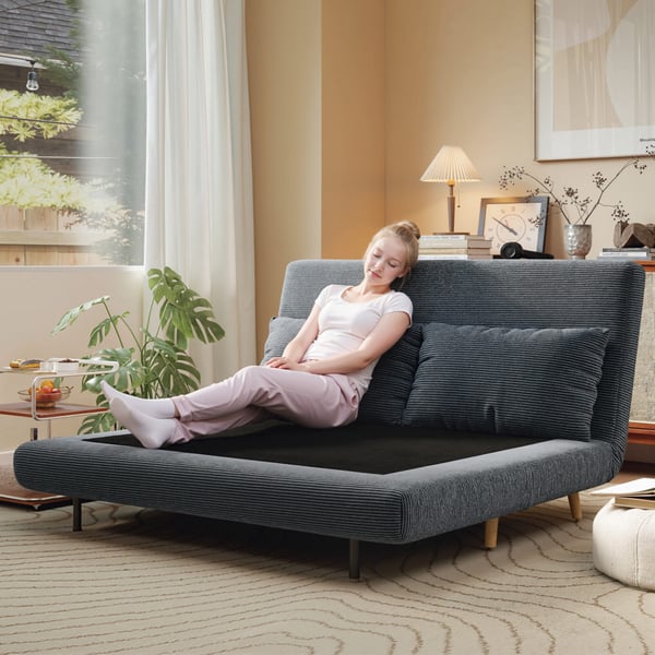 Bäddsoffa, 141x90x81 cm, mörkgrå, manchestertyg