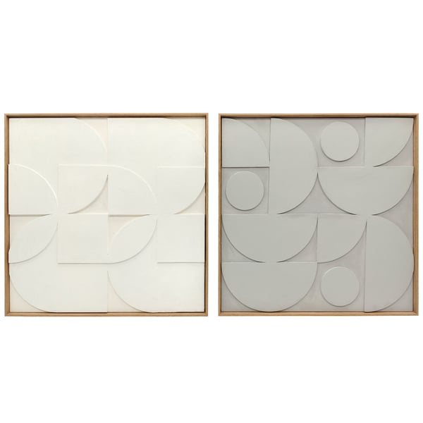Vægdekoration, 3D geometrisk vægkunst sæt, 80x3.5x80 cm, Hvid