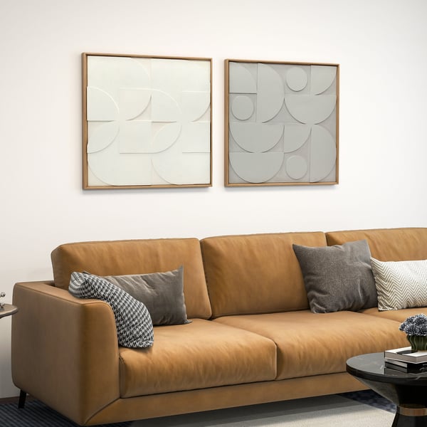 Vægdekoration, 3D geometrisk vægkunst sæt, 80x3.5x80 cm, Hvid