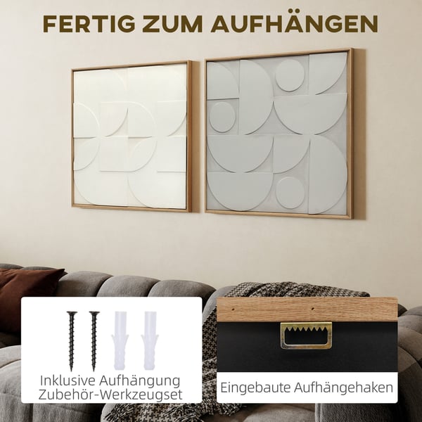 Vægdekoration, 3D geometrisk vægkunst sæt, 80x3.5x80 cm, Hvid