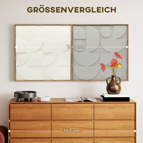 Vægdekoration, 3D geometrisk vægkunst sæt, 80x3.5x80 cm, Hvid