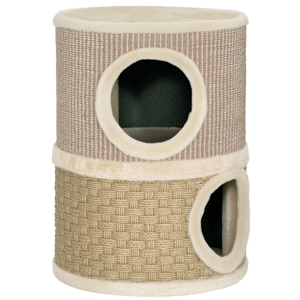 Kissan raapimispiippu, 35.5x35.5x49 cm, khaki, plyysi