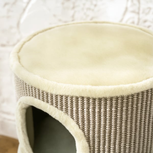 Kissan raapimispiippu, 35.5x35.5x49 cm, khaki, plyysi