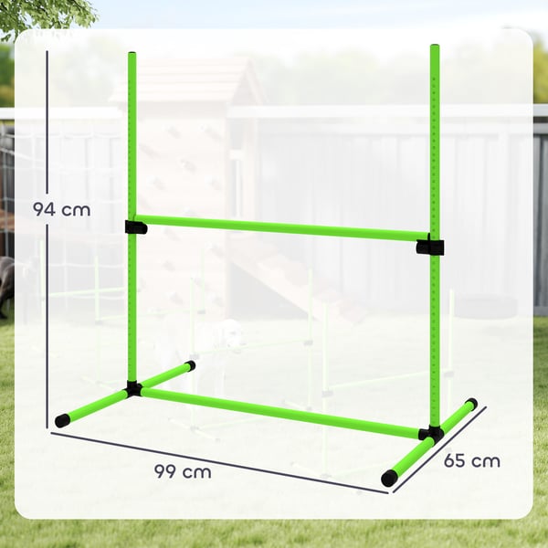 Agility Set, 4-delat justerbart hundagilityutrustning, 99x65x94 cm, Grön, Plast