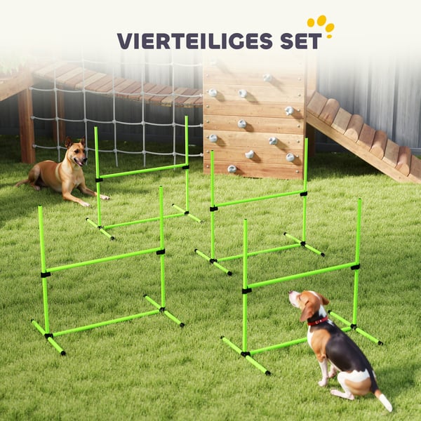 Agility Set, 4-delat justerbart hundagilityutrustning, 99x65x94 cm, Grön, Plast