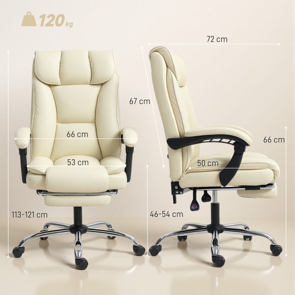 Kontorsstol, 66x72x113 cm, Beige Svart, Konstläder