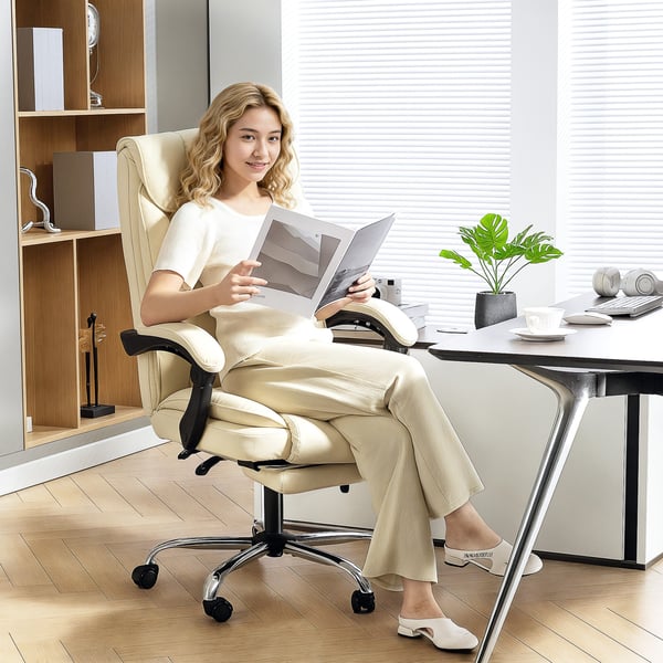 Kontorsstol, 66x72x113 cm, Beige Svart, Konstläder