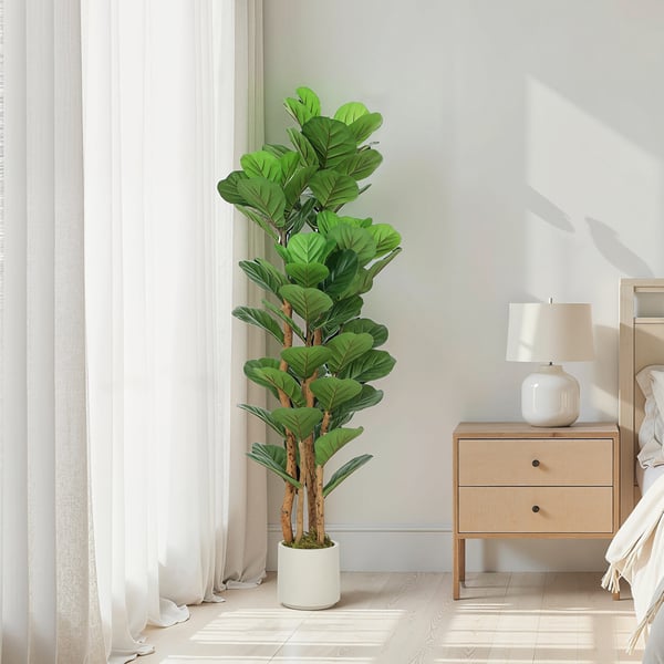 Kunstig Fiddle Leaf Fig Træ, 50x50x150 cm, Grøn, Plastik