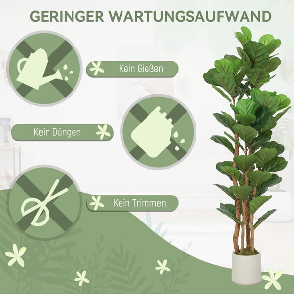 Kunstig Fiddle Leaf Fig Træ, 50x50x150 cm, Grøn, Plastik
