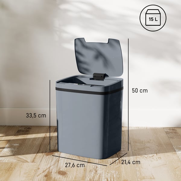 Sensor-roskakori, 27,6x21,4x33,5 cm, harmaa, muovi