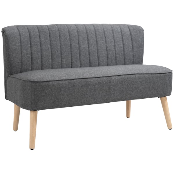 Sofa, 2-personers, 117x56,5x77 cm, Grå, Linned-look stof