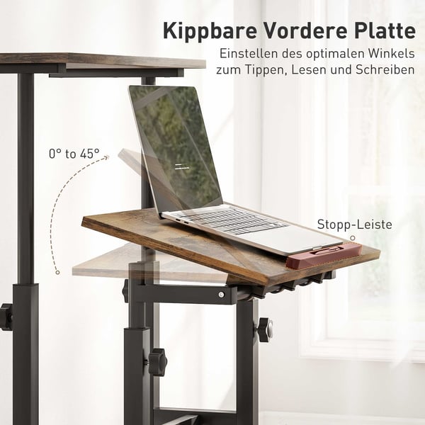 Højdejusterbart skrivebord 60x60x70,5-120 cm Brun, opbevaring