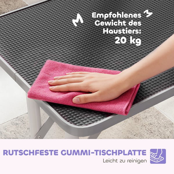 Groomingbord 81x48,5x80 cm, sort, stål, sammenklappelig