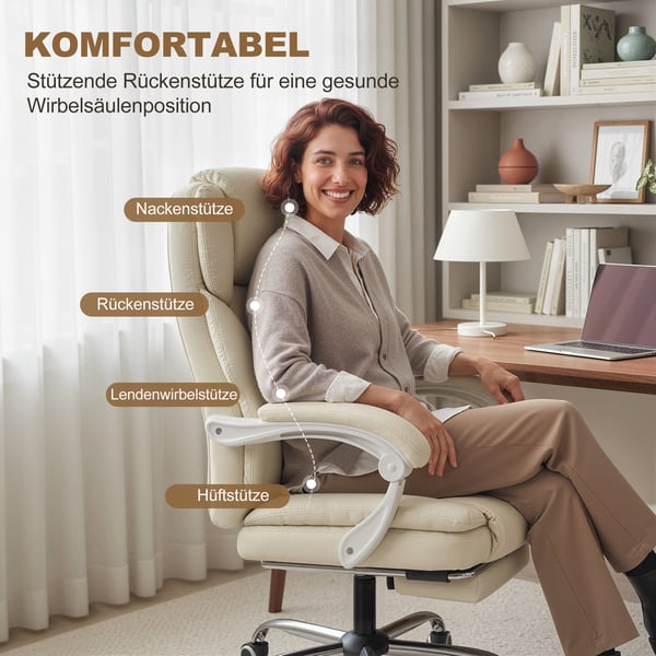 Toimistotuoli, kallistustoiminto, 64x73x120 cm, beige, keinonahka