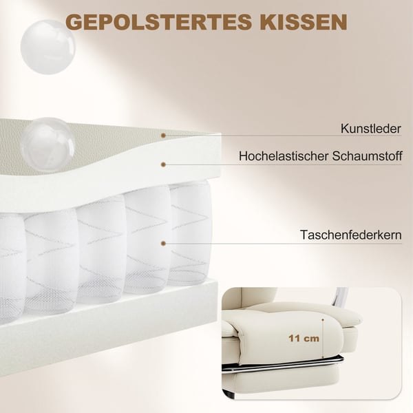 Toimistotuoli, kallistustoiminto, 64x73x120 cm, beige, keinonahka