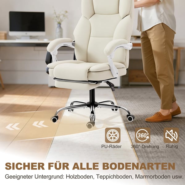 Toimistotuoli, kallistustoiminto, 64x73x120 cm, beige, keinonahka