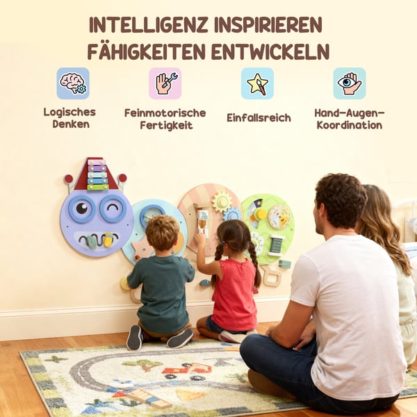 Montessori aktivitetsbræt, 108x8x62 cm, flerfarvet, MDF
