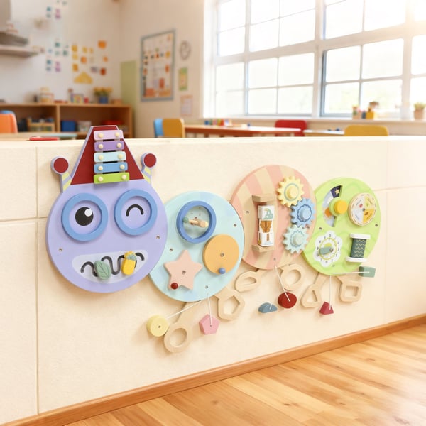 Montessori aktivitetsbræt, 108x8x62 cm, flerfarvet, MDF