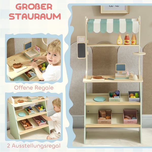 Leksaksbutik för barn, 40x30x92,5 cm, Grön, Trä