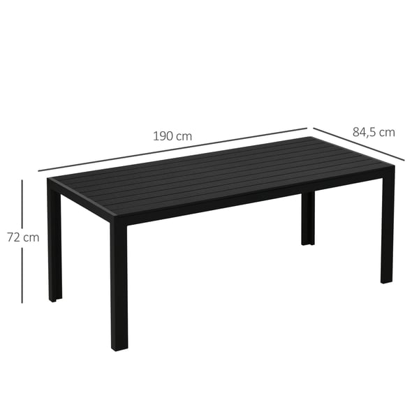 Trädgårdsbord, 190x84,5x72 cm, Svart