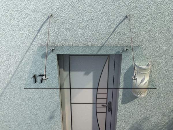 Dørbaldakin, Hærdet glas, 150x90 cm, Klar