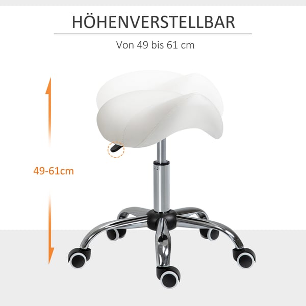 Sadelpall, 52x53x49-61 cm, Vit