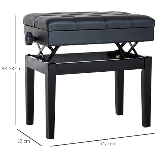 Pianopall, 54,5x33x48-58 cm, Svart