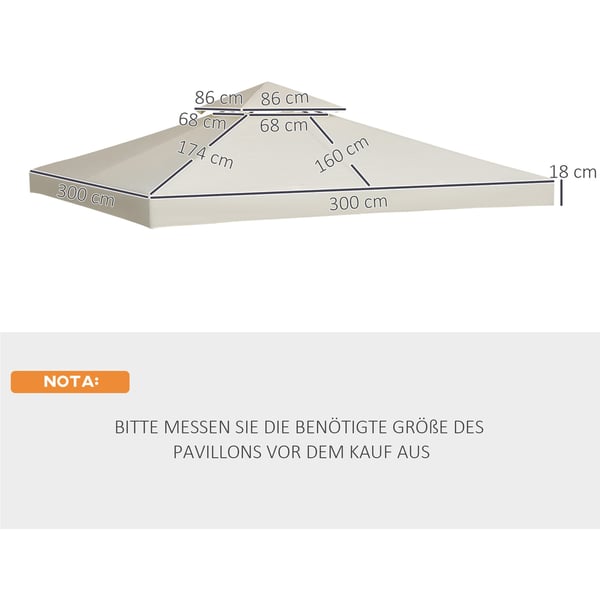 Pavillon Udskiftnings Tag, 300x300 cm, Hvid