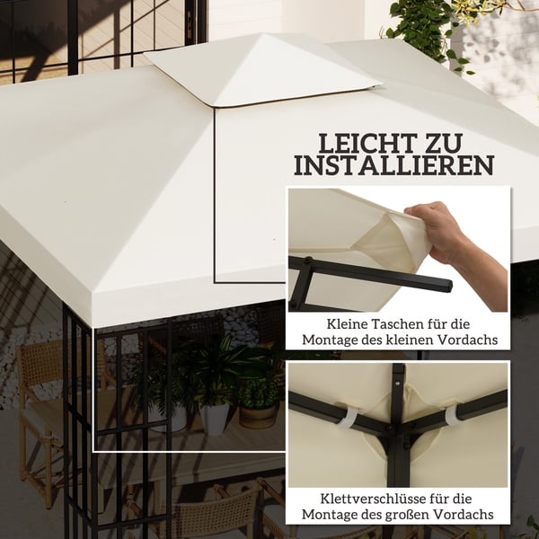 Pavillon Udskiftnings Tag, 300x300 cm, Hvid