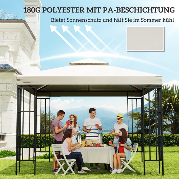 Pavillon Udskiftnings Tag, 300x300 cm, Hvid